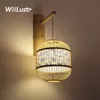 China Stijl Bamboe Wandlamp Vintage Blauw En Wit Porselein Patroon Gangpad Trap Deuropening Gang Creatieve Handgemaakte Sconce266b