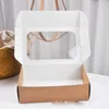 Blanco Kraft Papieren Doos met Clear Venster Handgemaakte Zeepdoos Sieraden Cookies Candy Box Wedding Party Gift Dozen