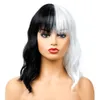 Perruques courtes pour Halloween Cosplay femmes crépus droites perruque de cheveux synthétiques noir blanc 2 tons Patchwork2919652