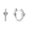 925 Sterling Silver Pave Heart Hoop Earrings CZ diamond Wedding Jewelry for Pandora Earrings with Original box High quality