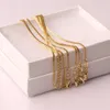 Fashion Box Chain 18K Gold Plated Chains Pure 925 Silver Necklace long Chains Jewelry for Children Boy Girls Womens Mens 1mm 2020 KASANIER
