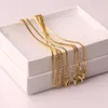 5 pcs Fashion Box Chain 18K Gold Plated Chains Pure 925 Silver Necklace long Chains Jewelry for Children Boy Girls Womens Mens 1mm 2020