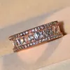 Sprankelende Choucong Gloednieuwe Luxe Sieraden 925 SilverRose Gold Fill Stack Princess Cut White Topaz CZ Diamond Gemstones Wedding Band Ring