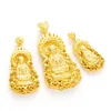 Vintage 18K Yellow Gold Filled Buddha Pendant Buddhist Beliefs Necklace For Womens Mens Classic Jewelry227e