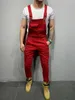 Men Jumpsuits Distressed Denim Carpenter Overalls Bib Motor Biker Men Jeans Pants Sleeveless Fashion Street Wear Hip hop