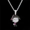 Mode iced out stripfiguur hanger ketting met touw ketting 4mm tennis ketting zirkoon hiphop sieraden