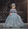 2020 Cute Tulle Ball Gown Flower Girl Dresses Lace Applique High Neck Rhinestones Kids Pageant Dress Floor Length Girl039s Birt2773866