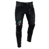 Jeans skinny moda Uomo Jeans strappati alla moda Pantaloni Biker Pantaloni skinny slim dritti sfilacciati Jeans firmati uomo blu nero 825