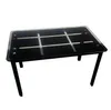 Fashion Free shipping Wholesales Rectangle Tempered Glass Dining Table with Nine Block Box Pattern Black