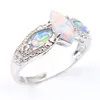 10 PCS Lot Fashion Fire White Opal Gemstone 925 Sterling Silver Flated Ring Russia American Australia Weddings Ring Jewelry for WO2143