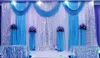 10ftx20ft Sequins Beads Edge Design wedding backdrop curtain with swag backdrop wedding decoration romantic Ice silk stage curtains