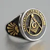 3pcs Fashion Mason Master Masonic Band Ring Men's 316L Stainless Steel Sun and Moon Star Gold & Silver Jewelry Gifts