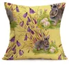 Easter Linen Pillowcase Square Happy Easter Retro Egg Bunny Rabbit Design Pillow Case Sofa Car Cushion Covers Festival Home Decoration