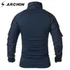 S.archon Tactical z długim rękawem T Shirt Mężczyźni Navy Blue Solid Camouflage Army Combat Koszula Paintball Odzież