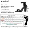 Annex 2019 Sommer-Damen-Sandalen, Übergröße 35–42, Knöchelriemen-Schuhe, dicke Absätze, Gladiator-Sandalen, Damen-Pumps, Schwarz, Y19070603