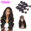 360 Lace Frontal With Bundles Indian Human Hair Natural Color Body Wave 10-28inch Bundles 4 Pieces