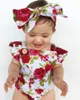 2 sztuk / partia Niemowlę Baby Garnitur Noworodka Toddler Drukuj Romper Headband Moda Cute Suit Bodysuit Kombinezon Odzież Stroje