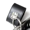 Bondage Leather Vertical Steel Spreader Bar Neck Collar & Wrist Cuffs Bondage Restraint AU653