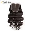 Trames Bellahair Bundles de cheveux avec fermeture en dentelle Extensions de trame de cheveux de vague de corps et fermeture supérieure 4x4 partie libre 3pcs cheveux vierges brésiliens W