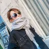 Partihandel - Designer halsduk hög kvalitet cashmere ren färg europeisk och amerikansk förtjockad halsduk varm dual-use kvinna high-end lyx gåva