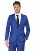 Aangepaste vlees stijlvolle blauwe heren effen blazer slim fit notch revers één knop smoking pak aparte jas jassen bruidegom smokings