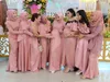 2019 Moslim Bruidsmeisjes Jurken Serie Hijab Islamitische Dubai Prom Party Jurken Plus Size Garden Country Maid of Honour Wedding Gast-jurk
