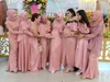 2019 Muzułmańskie sukienki Druhna Seria Hidżab Islamski Dubaj Prom Party Suknie Plus Size Garden Country Maid of Honor Wedding Guest Dress