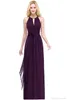 New Arrival Burgundy Chiffon Bridesmaid Dress Floor Length Pleats Evening Prom Gowns Sexy Halter Neck with Belt CPS868