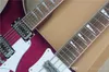 Paarse dubbele nek 12 string 4 string elektrische gitaar met witte riem witte binding van hoge kwaliteit gepersonaliseerde service9787964