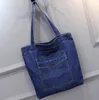 Stuff Säckar Kvinnor Denim Jean Art Shopping Mamma Single Blues Totes Väskor