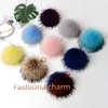 15cm / 6 "Stor riktig raccoon päls boll pompom charm nyckelring nyckelring tillbehör telefon handväska handväska tofsar