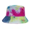 Frauen Männer Harajuku Tie-Dye Kontrast Farbige Eimer Hut Reversible Packable Breite Krempe Sonnenblende Hip Hop Baumwolle Fischer kappe1