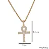 Ankh Cross Pendant Gold Silver Copper Materialアイスジルコンエジプトの鍵