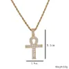 Ciondolo croce ankh oro argento rame materiale zircone ghiacciato chiave della vita egiziana ciondolo collana uomo donna gioielli hiphop pietra preziosa roccia