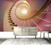 Özel 3D Duvar Kağıdı Duvar Modern, minimalist yatak odası 3D TV arka plan duvar için pembe şık merdiven tünel