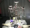 Acrylic 5-arms Metal Candelabras With Crystal Pendants Elegant Wedding Candle Holder Centerpiece Decor0001