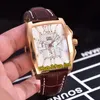 Günstige neue Flying B Chronograph Datum weißes Zifferblatt Miyota Quarz Chronograph Herrenuhr Roségold Gehäuse schwarzes Lederarmband Uhren Pur2809