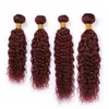 99J Nass- und Wellig Menschliches Haar 4Bundles und Closure-Wein-Rot-Jungfrau-Haar Wasser Welle brasilianische Burgund Menschliches Haar Weaves mit Spitze-Schliessen