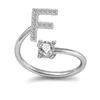 Diamond A-Z English Letter Ring Open Anelli di fidanzamento iniziali per gioielli di moda da donna Will e Sandy