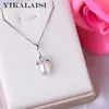 YIKALAISI 925 Sterling Silver Natural Freshwater Pearl Pendants Jewlery For Women 9-10mm Pearl size White Pink Purple Black