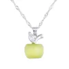 New Cute White Red Apple Necklaces Pendants for Women Girls Crystal and Opal Pendant Necklace Fashion Lovely Clavicular Chain Jewelry