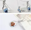 Wishing Bottle Jewelry Heart Pendant Necklaces Fashion Crystal Sparkle Stone Sautoir for girls Sale GD8