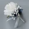 Corsage do homem vermelho de marfim para o noivo de seda de seda de rosa, terno de casamento de casamento boutonnieres acessórios Pin Brochoration6984340