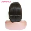 Glamorous Bob Style Virgin Brazilian Straight Hair Wig High Quality Malaysian Indian Peruvian Human Hair Lace Front Wigs / Full Lace Wigs