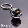 17pcs / lot Solar System Set Planeta Chaveiro Galaxy da estrela da nebulosa Keychain da lua Imagem da terra Double Side bola de vidro Chaveiro Anel