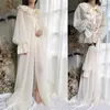 Simples de casamento barato vestes jóias rendas chiffon mangas compridas dama de dama de drova sweep treinar sheer sleewear ver através da noite vestido para mulheres