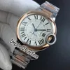 V6F W2BB0023 Seko NH05A automatisch dames dameshorloge tweekleurig roségoud witte getextureerde wijzerplaat stalen armband editie 33 mm nieuwe 273D