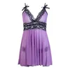 Women Sexy G-string Underwear Lingerie Purple Nightgown Lace Sexy Sleepwears Babydoll Dress Plus Size