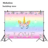 Unicorn Parti Backdrop Unicorn Fotoğraf Backdrop Bebek Gökkuşağı Doğum Temalı Parti Diy Süsleri 210 * 150cm