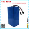 무료 관세 2000W 48V 리튬 이온 전지 자전거 리튬 배터리 54.6V 48V 40AH 3A 충전기 사용 5000MAH 26,650 세포 50A BMS